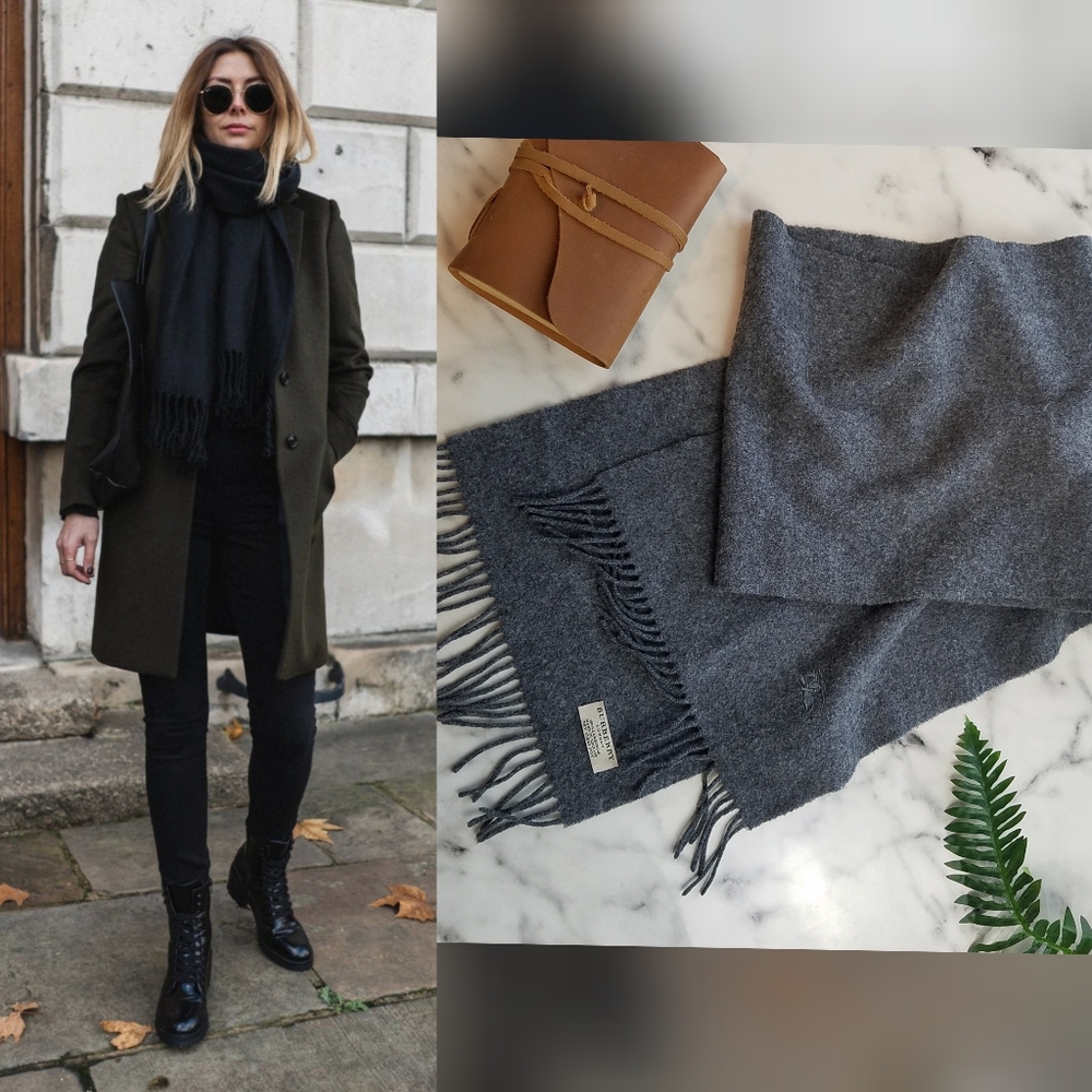 BURBERRY CLASSIC STEEL COLOR LAMBSWOOL SCARF